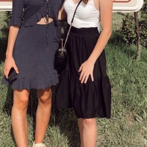 Splendid black ruffle mid length skirt